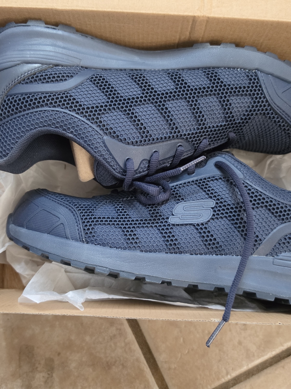 SKECHERS WORK Womens Bulklin - Ayak Composite Toe Work Shoe Navy - 77289-NVY, 10